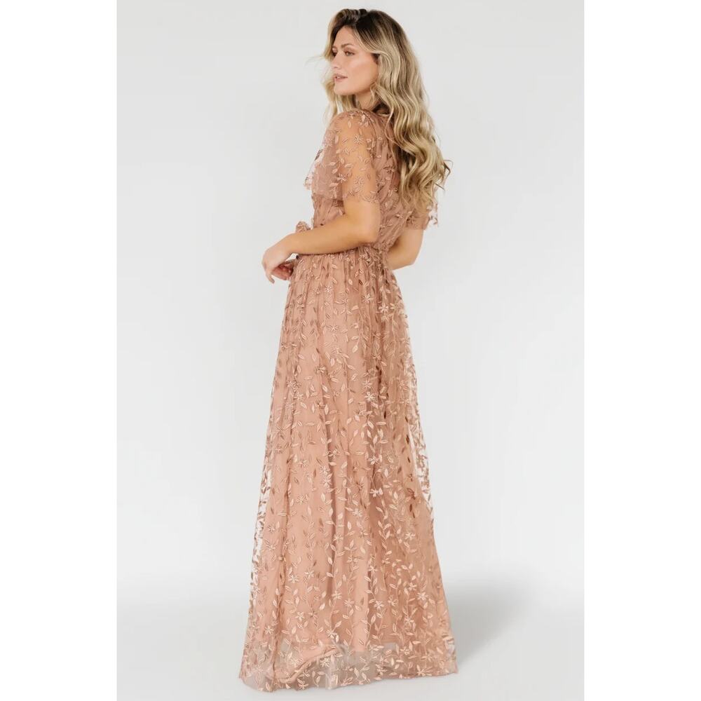 BALTIC BORN Marseille Embossed Maxi Dress Nude Rose Sz XS NWT $153 {3S18} - Picture 4 of 4